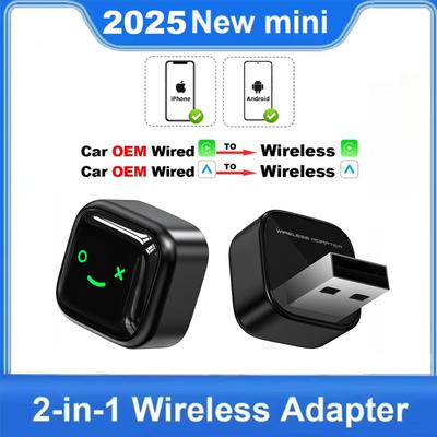 NEW 2 In 1 Wireless CarPlay Android Auto Adapter USB Dongle Smart Mini Box Plug And Play For VW Toyota Nissan Honda Ford Benz