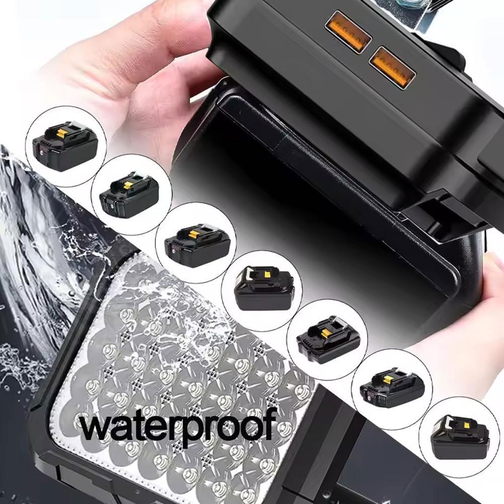 Double Carry Handles Work Light for Makita 18V Battery Flashlight Portable LED Lamp Cordless Floodlight With USB Charging P X5T8