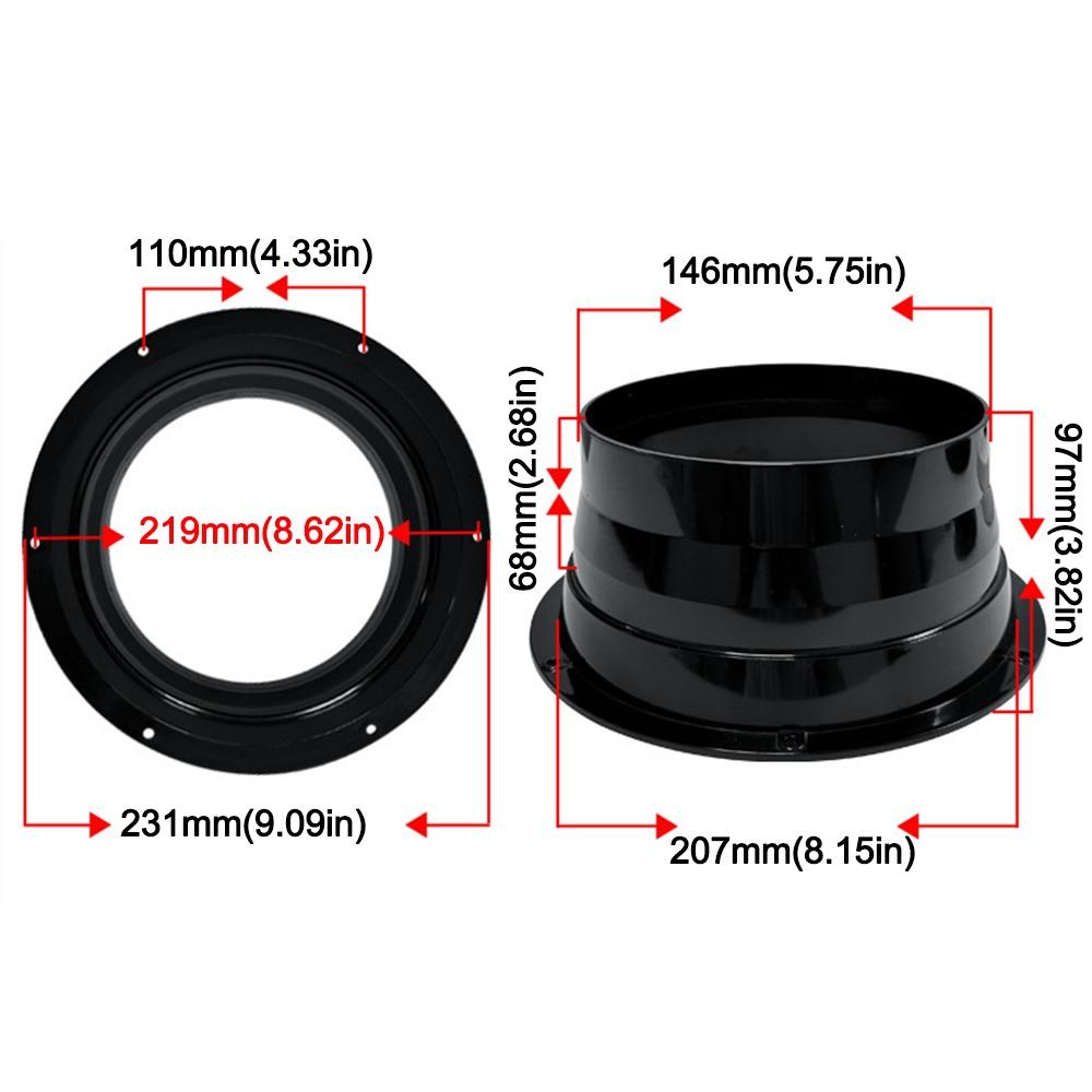 High Quality ABS Exhaust Duct Connector Flange Black Round Bevel Flange Adapter 50-160mm Pipe Air Vent Connector Kitchen
