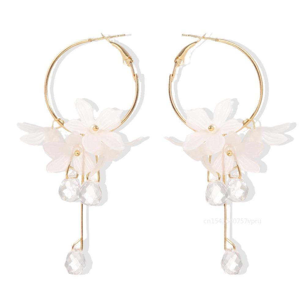 Bohemia Flower Earrings Women Fashion Long Hanging Earrings Crystal Female Wedding Earings Party Jewelry