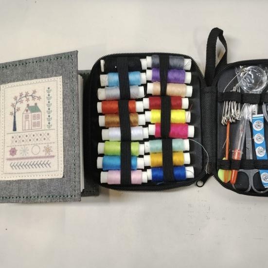 Stickstichbuch-Set DIY Stickerei Nachschlagewerk Stichanleitung Fäden Nadeln Schere Nähwerkzeug-Set Tragbares Stickerei-Set für Anfänger