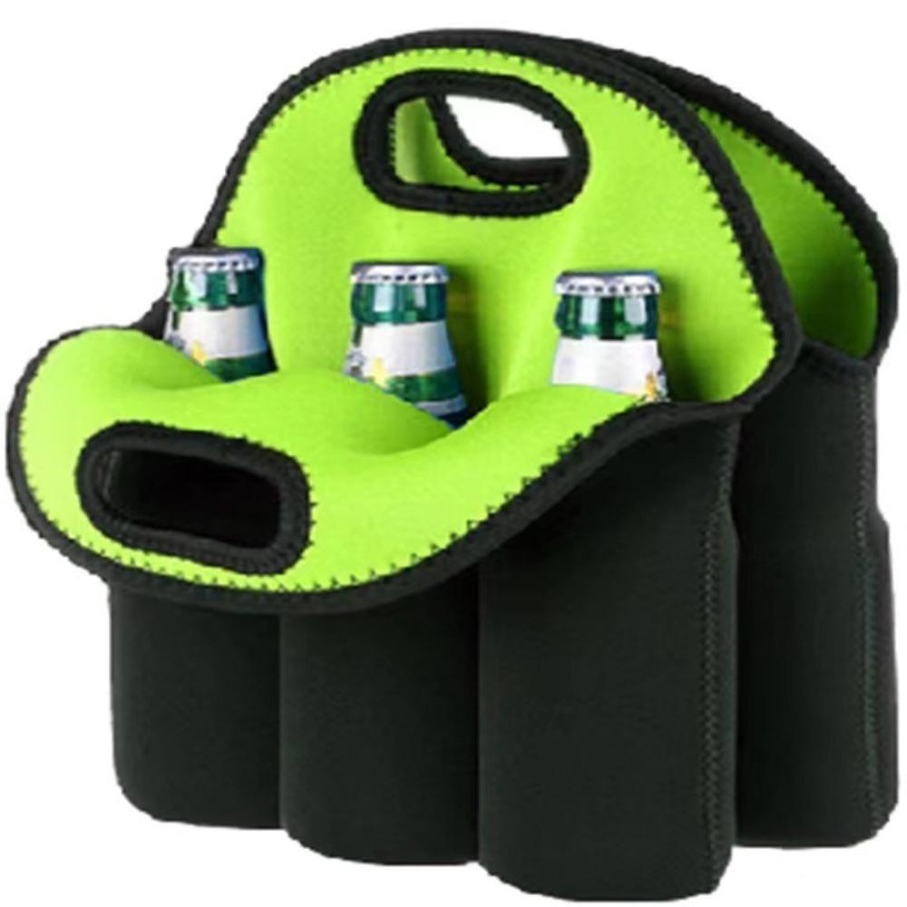 Insulated 6 Bottles Can Carrier Tote Non-slip Neoprene Water Bottle Cover with Handle Reusable Bottle Protector Bag