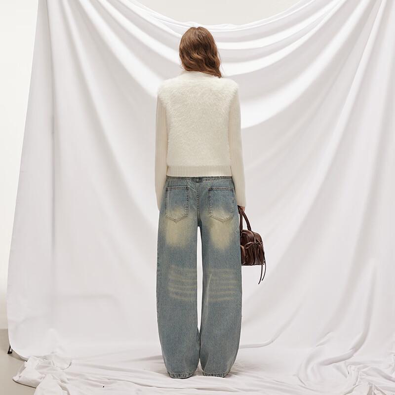 unifree Faux Fur Patchwork Double Zip Knit Cardigan