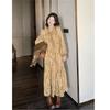 French retro fungus edge floral dress women's spring and autumn new Korean version temperament thin age-reducing dress