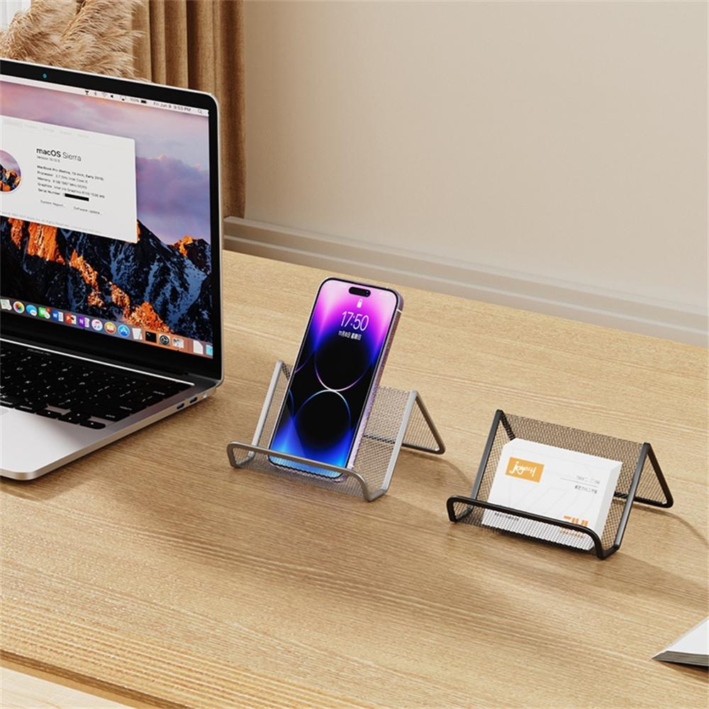 1PC Metal Mesh Business Card Holders Business Card Display Stand Desktop Office Supplies Mobile Phone Holder Supplies Organizer