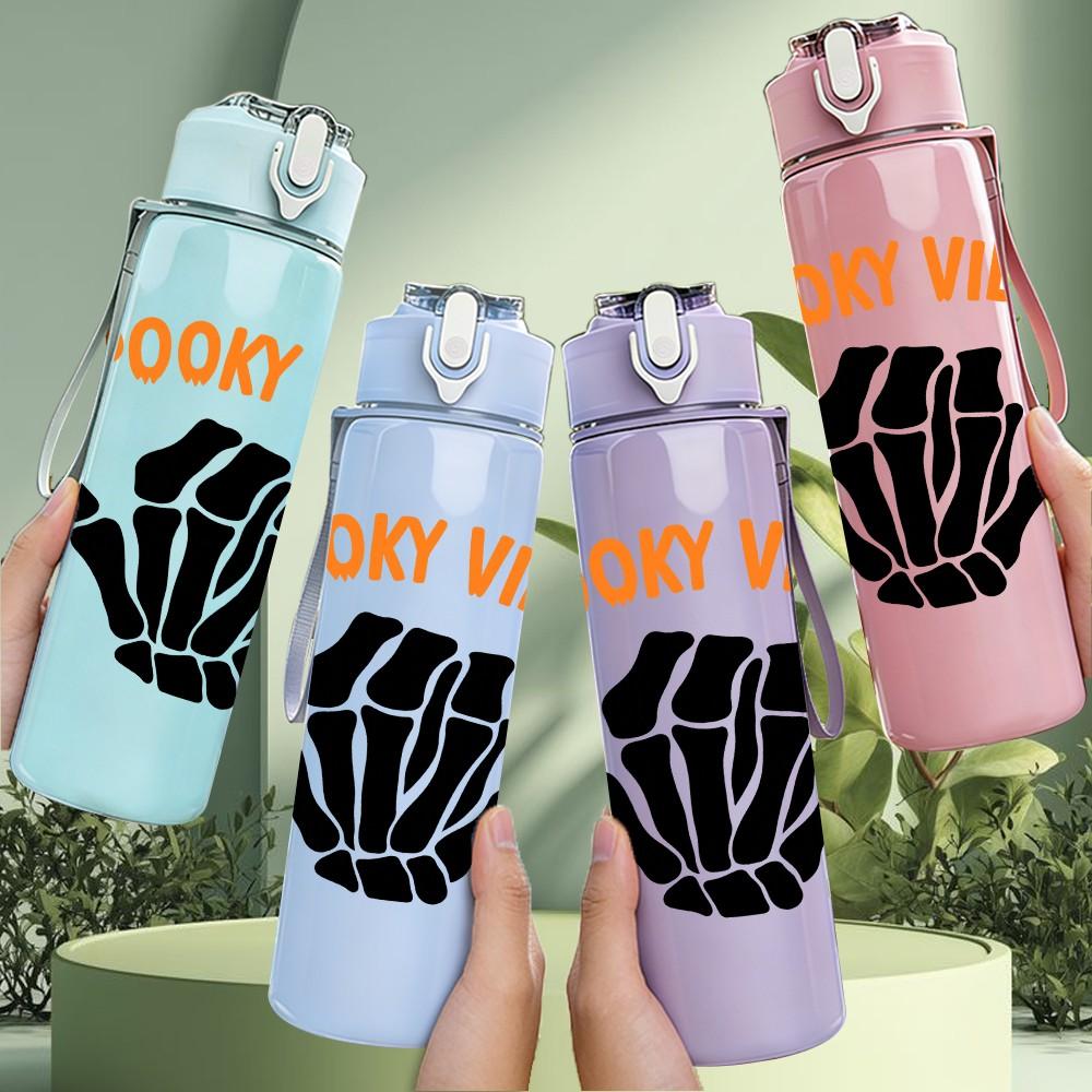 1PC Spooky Vibes Skeleton Hand 750ml Color Plastic Sports Water Bottle Leakproof Flip Straw Lid Suitable for Sports Office Home Use