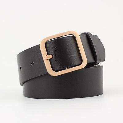 Classic Gold Silver Buckle Ladies Wide Belt PU Leather Belts For Women Jeans Belt