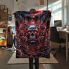 Red mechanical skull dragon Print Flannel Blanket,High quality Comfortable for All Seasons,Home Decor,Warmth and Comfort,Perfect for Christmas Gifts