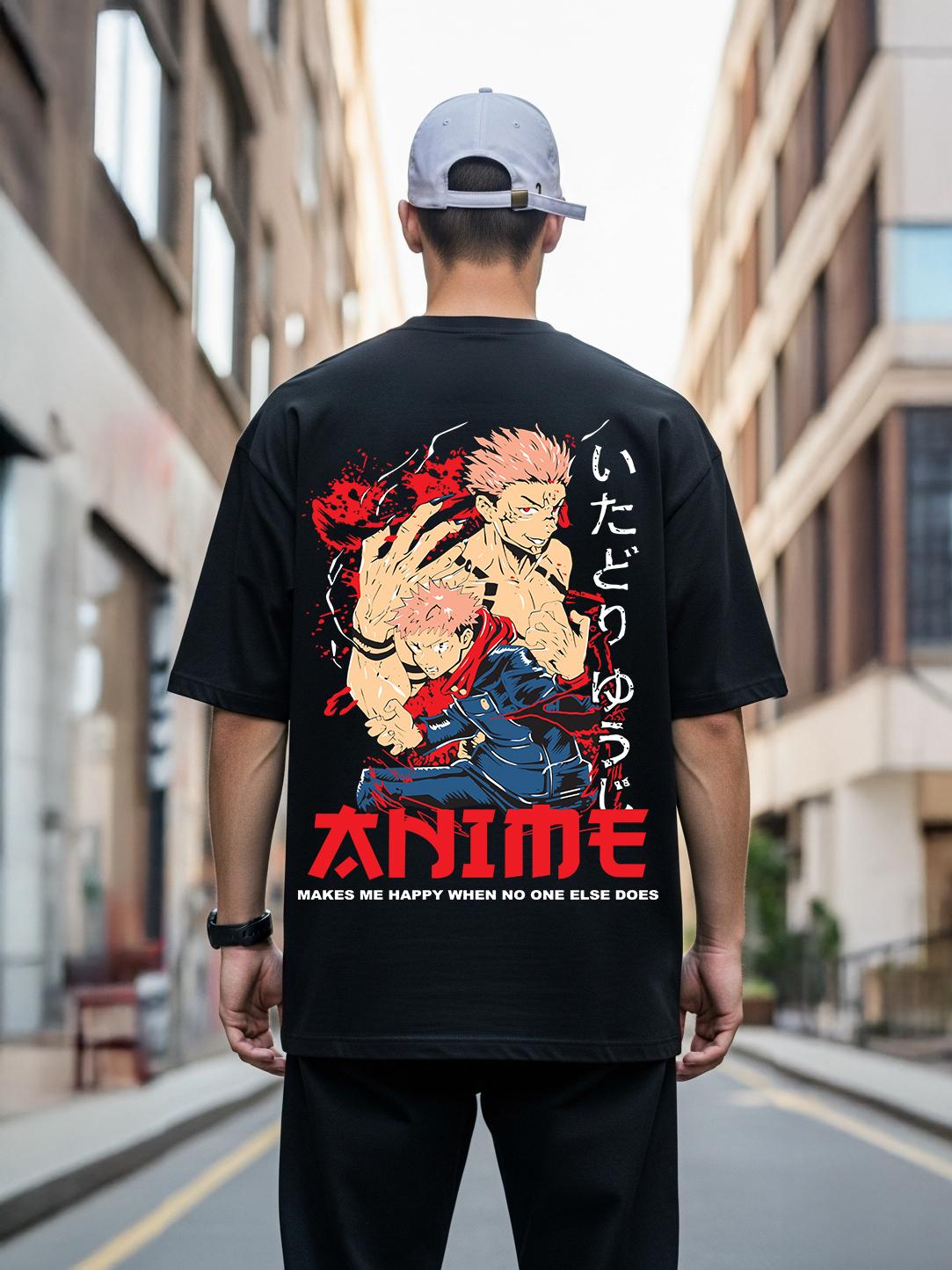 

Jujutsu Kaisen Yuji Itadori Sukuna ANIME Makes Me Happy Action Graphic T Shirt Streetwear Cotton Oversized Tee 5XL різнокольоровий