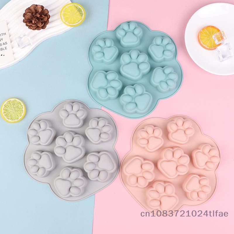1 Pc 7 Cavity Cat Footprint Silicone Mold Cake Mould Cookie Cutter Fondant DIY Cat Paw Mousse Pastry Bakeware Molds