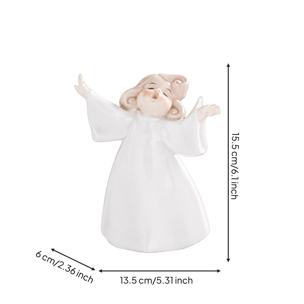 Glossy Heavenly Figurine Versatile Ceramic Angel Carved
