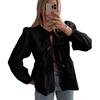 Short Sleeve 2025 European and American Women Clothes Street Fashion Bow Long Sleeve Shirts Long Sleeve Shirt