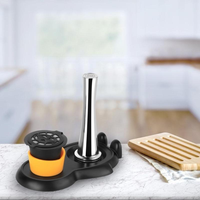 Coffee Tamper Stainless Steel Solid Capsuled Coffee Powder Hammer Machine for Coffee Tamper Caps with Brush Cleaner