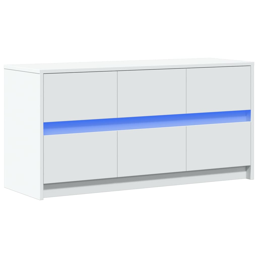 Vidaxl TV Cabinet with LED, White, 100X34X50 Cm, Wood-Based Material