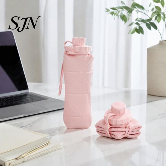 Portable Silicone Bottle for Travel 600ml Foldable Water Bottle, Food Grade Telescopic Lightweight Outdoor Cycling Container Hiking Fitness Cup Office
