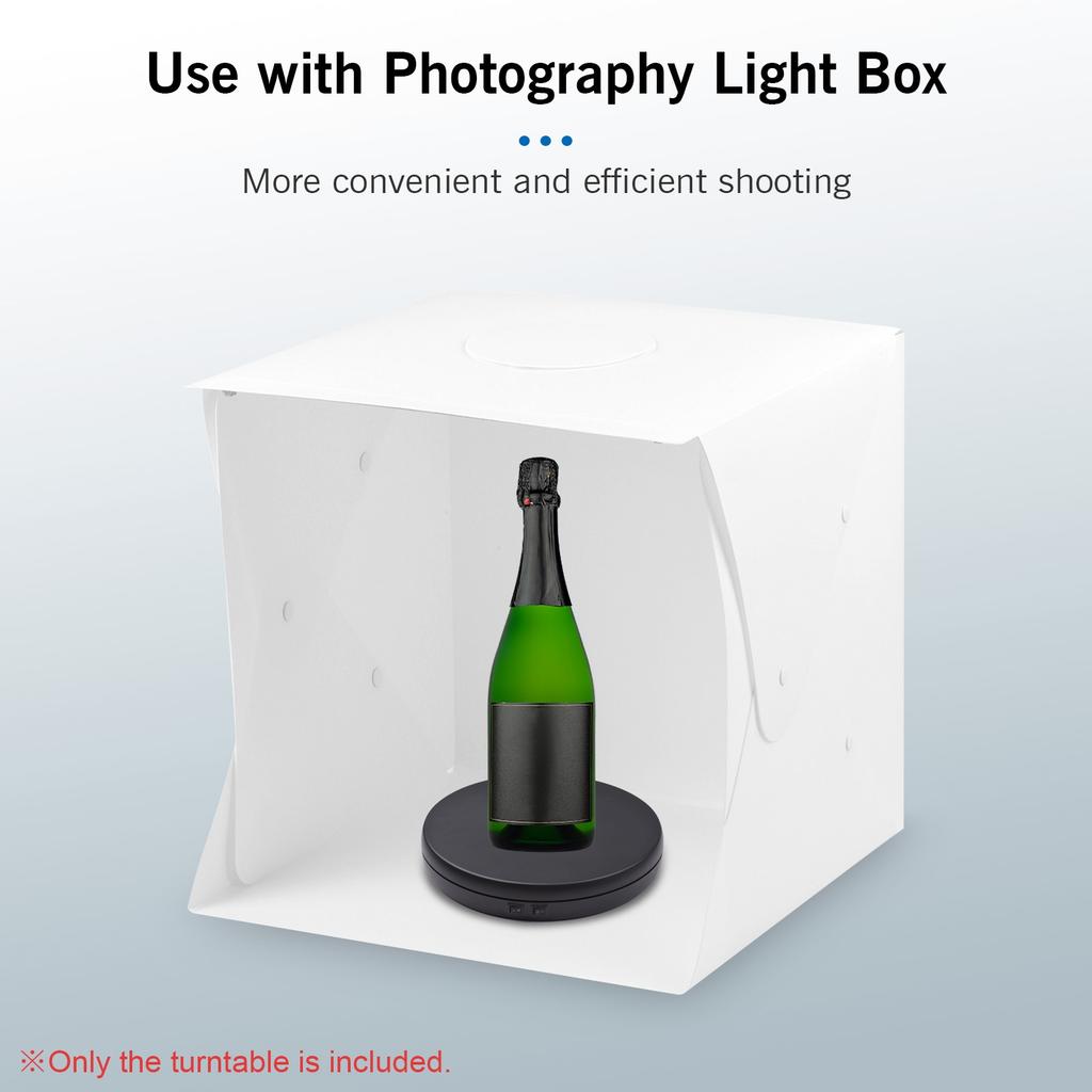 Electric Motorized Photography Turntable 360 Degree Rotatable Display with LED Light for Product Shooting Jewelry Watch