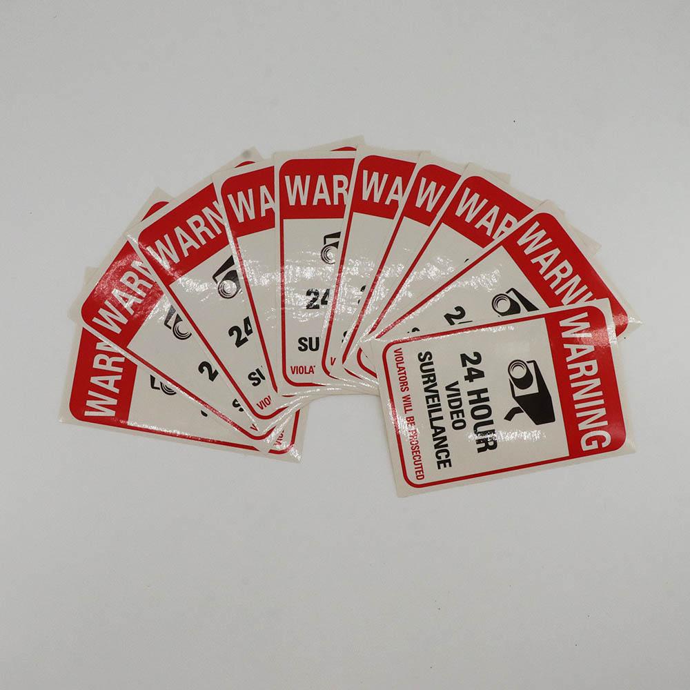10pcs 24 Hour Monitor Camera Video Surveillance Warning Sticker Warning Signs Stickers Decals