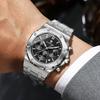 Mens Chronograph Wrist Watch Stainless Steel Band Analog Quartz Watches Waterproof Luminous Calendar Multi‑Dial Business Casual Watch for Men