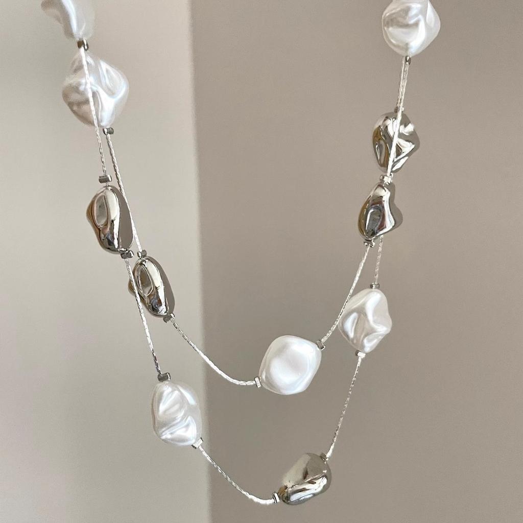 Vintage Baroque Baroque Pearl Multi Layer Layered Necklace Simple Elegant Choker for Women