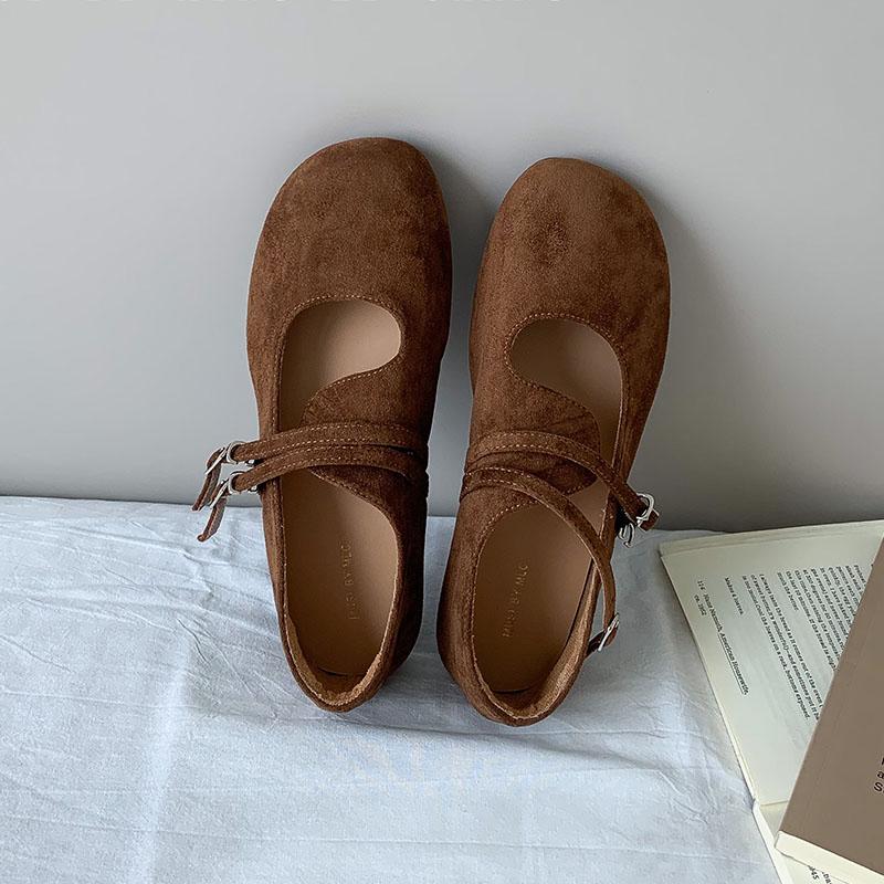 Mode Schnallenriemen Damen Mary Janes Ballerinas Schuhe Weiblich Flachschuhe Runde Zehenpartie Damen Ballerinas Mit Schuhen