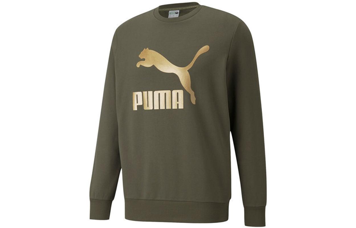 PUMA Sweatshirts Men s Army Green Crew Neck Moderate Regular 531367-44 S