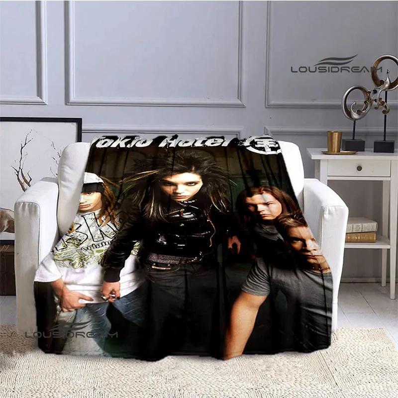 Coperta stampata retrò della band Tokio Hotel, coperta calda in flanella morbida e confortevole, biancheria da letto per casa, viaggio, regalo di compleanno