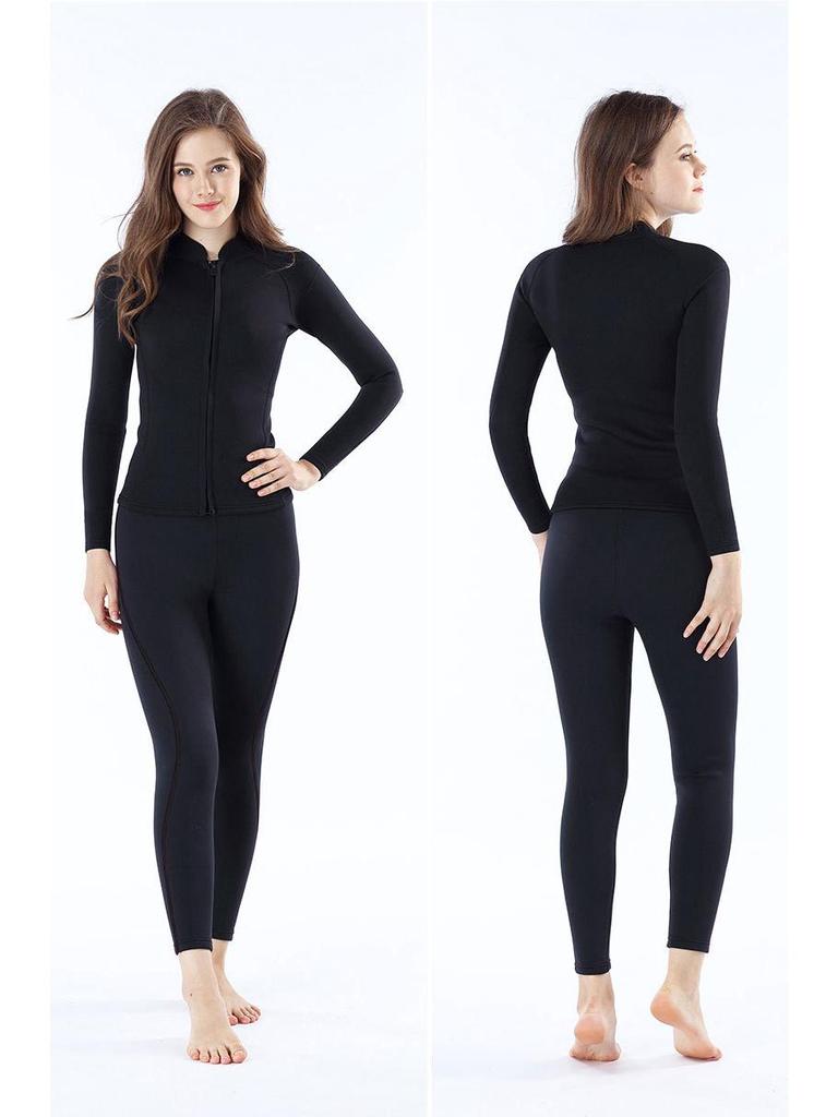 Men's 3mm Thickened Warm Diving and Surfing Wetsuit Top with Front Zipper