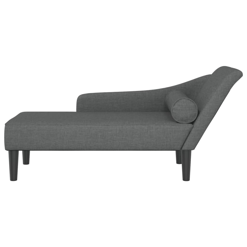 Vidaxl Chaise Longue Con Cuscini, Grigio Scuro, Rivestita in Tessuto