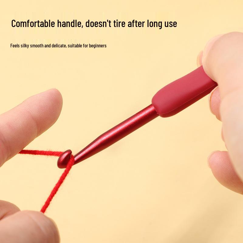 Red Soft Handle Crochet Hooks for Handmade Sweaters, Slippers & Beginner Knitting Kits