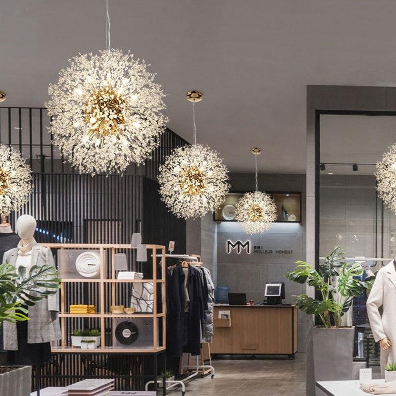 Modern Crystal Dandelion Chandelier Lighting Pendant Lamp For Living Room Dining Room Home Decoration