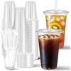 Charmount 100 Sets- 20 Oz Clear Plastic Cups with Lids and Straws, Disposable To Go Cups for Cold Drinks, Coffee Bar Accessories, Iced Coffee
