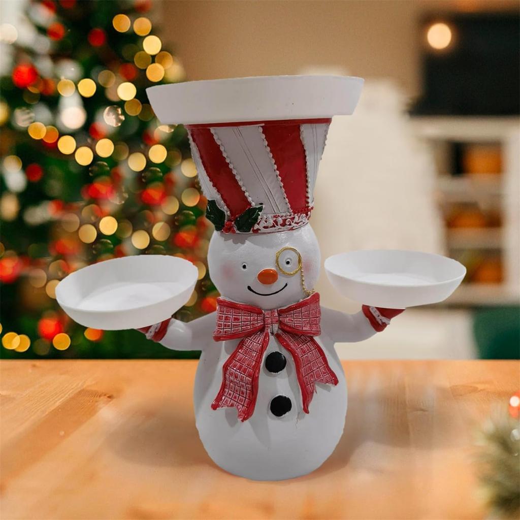 Christmas Dish Holder Snowman Shaped Rack for Festive Snacks Decorative Santa Rack Christmas Dish Holder Snowman Tray