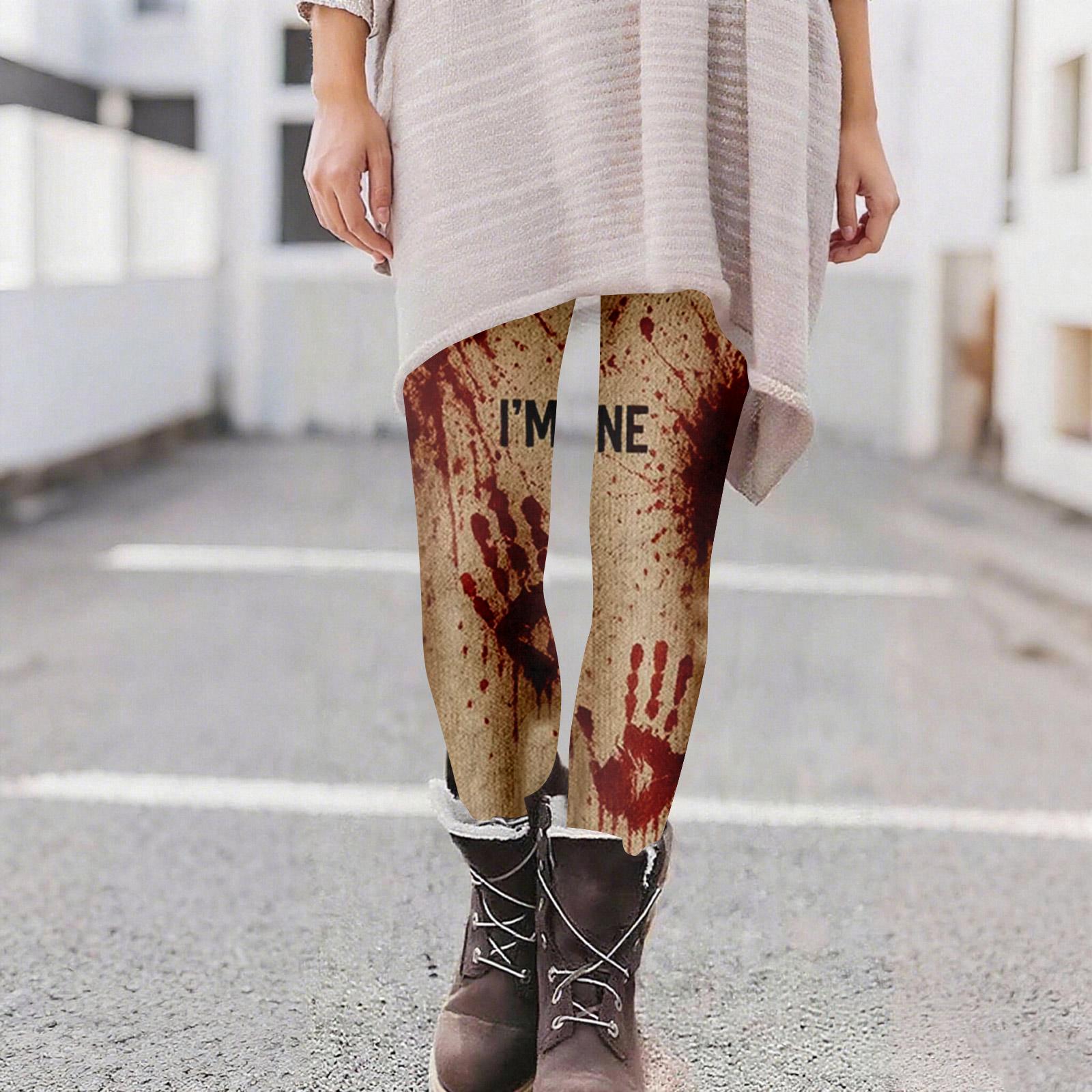 

Женские повседневные модные уличные брюки для йоги с принтом на Хэллоуин, облегающие эластичные укороченные брюки XL