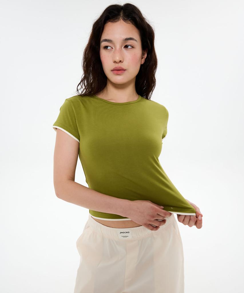 Jinokio (W)All Day Slim Fit Layered Top (Olive)
