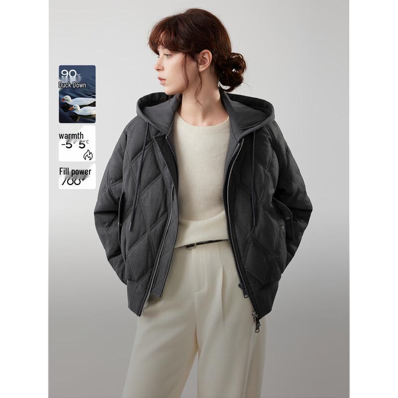 ELLE Women s Faux Two-Piece Hooded 90% Duck Down Short Jacket L