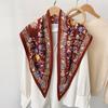 Big triangular scarf waist fart curtain Korean version flower temperament versatile twill silk scarf scarf four seasons fashion wear scarf