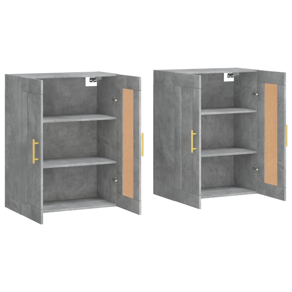 Wall Cabinets 2 pcs Concrete Grey Particleboard