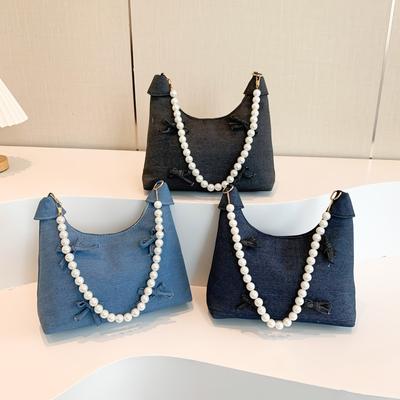 Beautiful One-shoulder Underarm Crescent Bag Personality Simple Pearl Chain New Summer Fashion Retro Small Bag