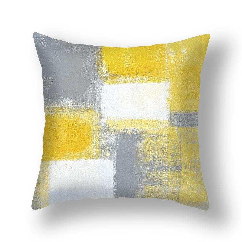 Ins Style Contrast Color Pillow Cover Polyester Printing Simple Versatile Sofa Pillow Living Room Decoration Chair Cushion
