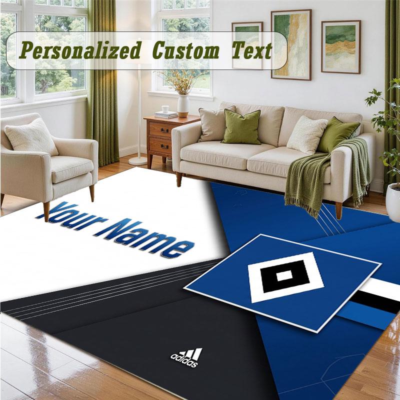 Crystal Velvet Square Rug Custom NameHamburger SV Pattern Non Slip Home Floor Decor Rug