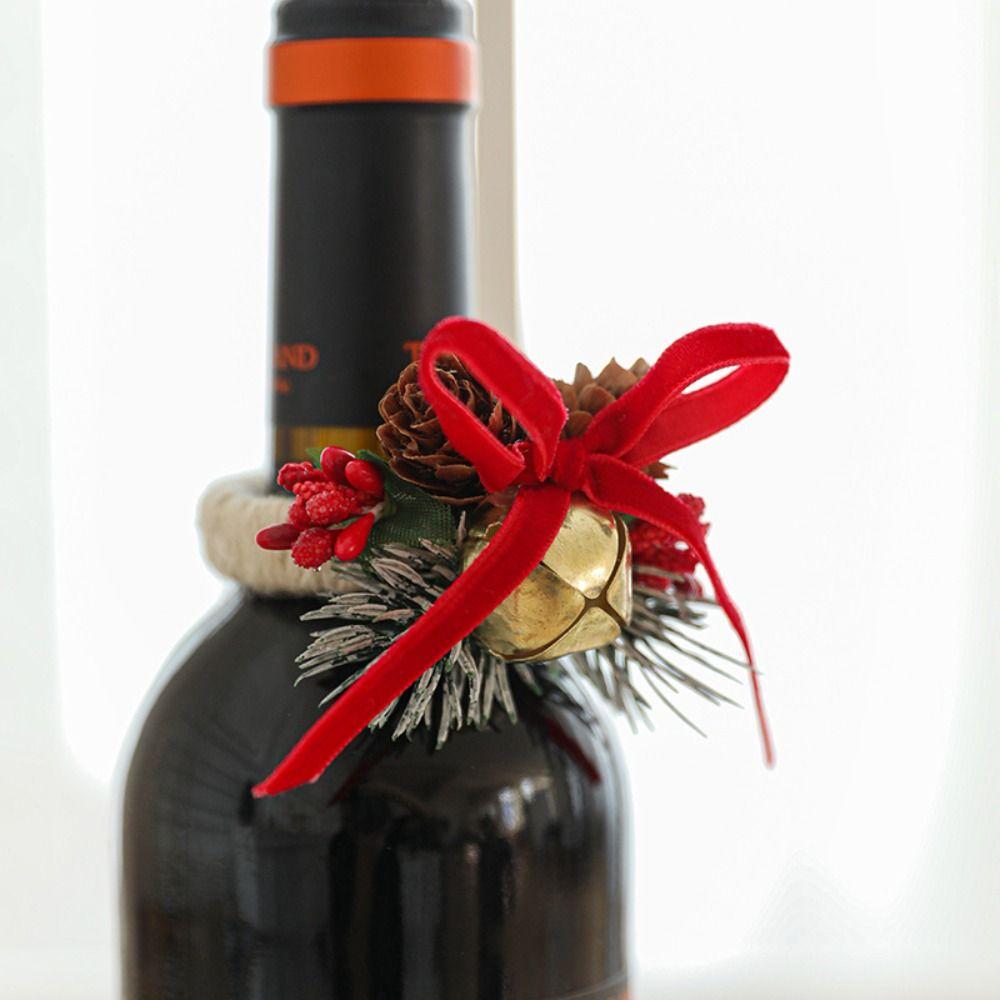 Festive Woven Handmade Napkin Ring with Red Fruit Pinecone Christmas Table Decoration  Party Favors