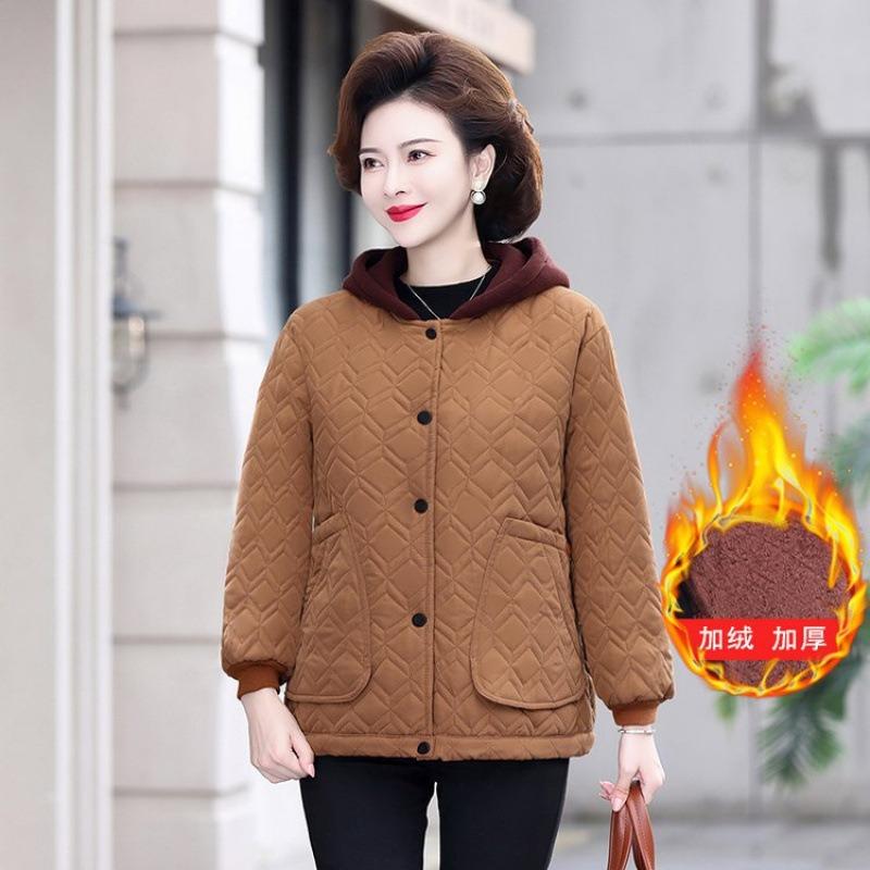 

Осенне-зимняя одежда Осенне-зимнее свободное пальто Хлопковая одежда с капюшоном Новая хлопковая куртка Женская повседневная хлопковая одежда Тонкая 5XL [Recommended 150-80 kg]