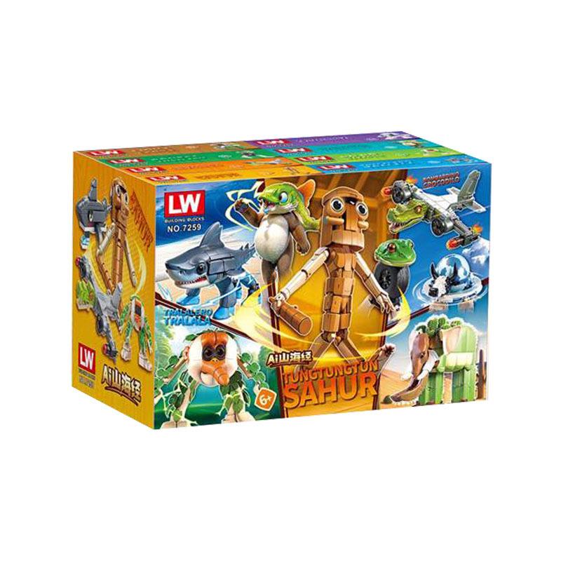 Non-Toxic 8Pcs Italian Brainrot Building Blocks Blind Box Toy Tungtungtung Sahur Tralarero Tralala Bombardinocrocodilo Figures Child Gift