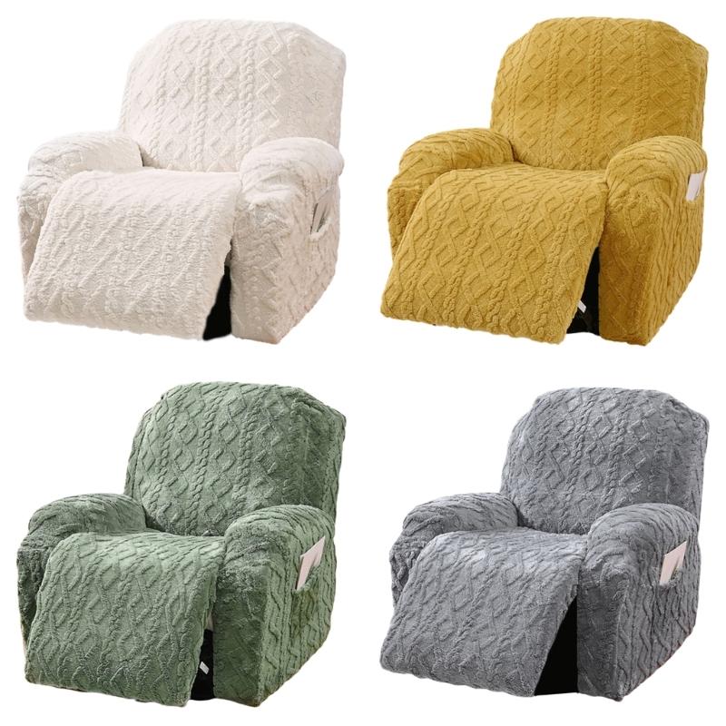 Elegant Sofa Protector Covers Set Recliner Cover In Geometric Pattern Plushie With Elastic Fit ( Single Seater)