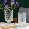Modern European High-Footed Embossed Glass Vase for Hydroponic Flowers and Home Décor