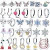 Hot 925 Sterling Silver Earrings Charm Simple Shining Lotus Zircon Wedding Women Jewelry Gift