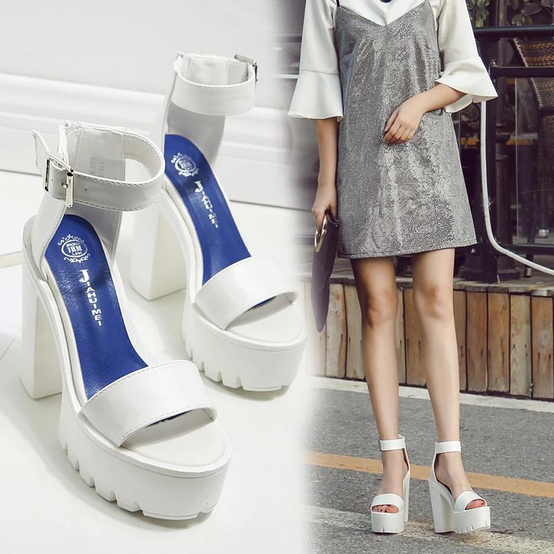 Fashion European nightclubs dj bar singer ds performance shoes cross belt 13cm thick super high heel waterproof platform sandals
