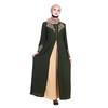 Kvinner Muslim Elegant Dress Abaya Dubai Kaftan Muslim Flowers Stamping Dress Langermet løs kjole