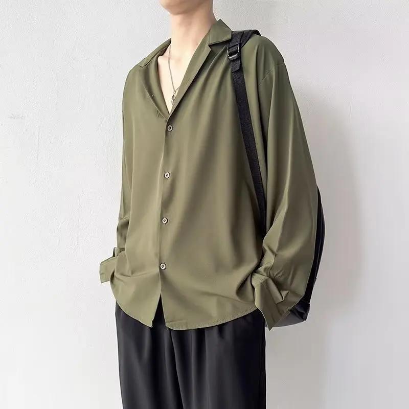 Men's Shirt Spring Summer Loose Casual Long-sleeved Lapel High Street Male Suit Shirt