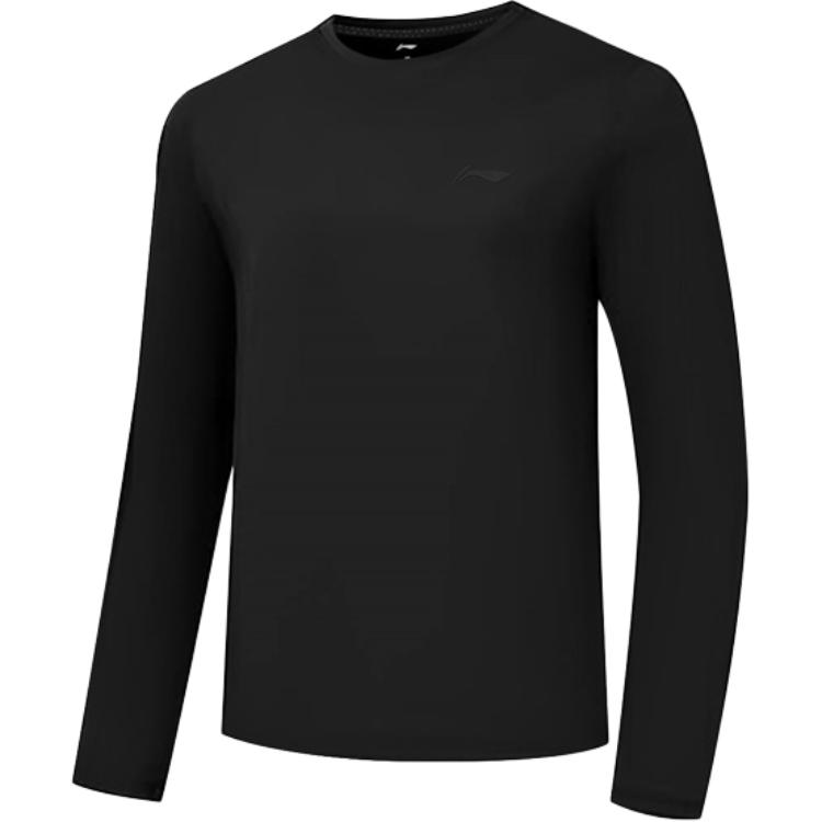 Li Ning Sports Casual Simple Solid Color Round Neck Pullover Comfortable Versatile Long Sleeve T-Shirt Men Tops ATLU217-1